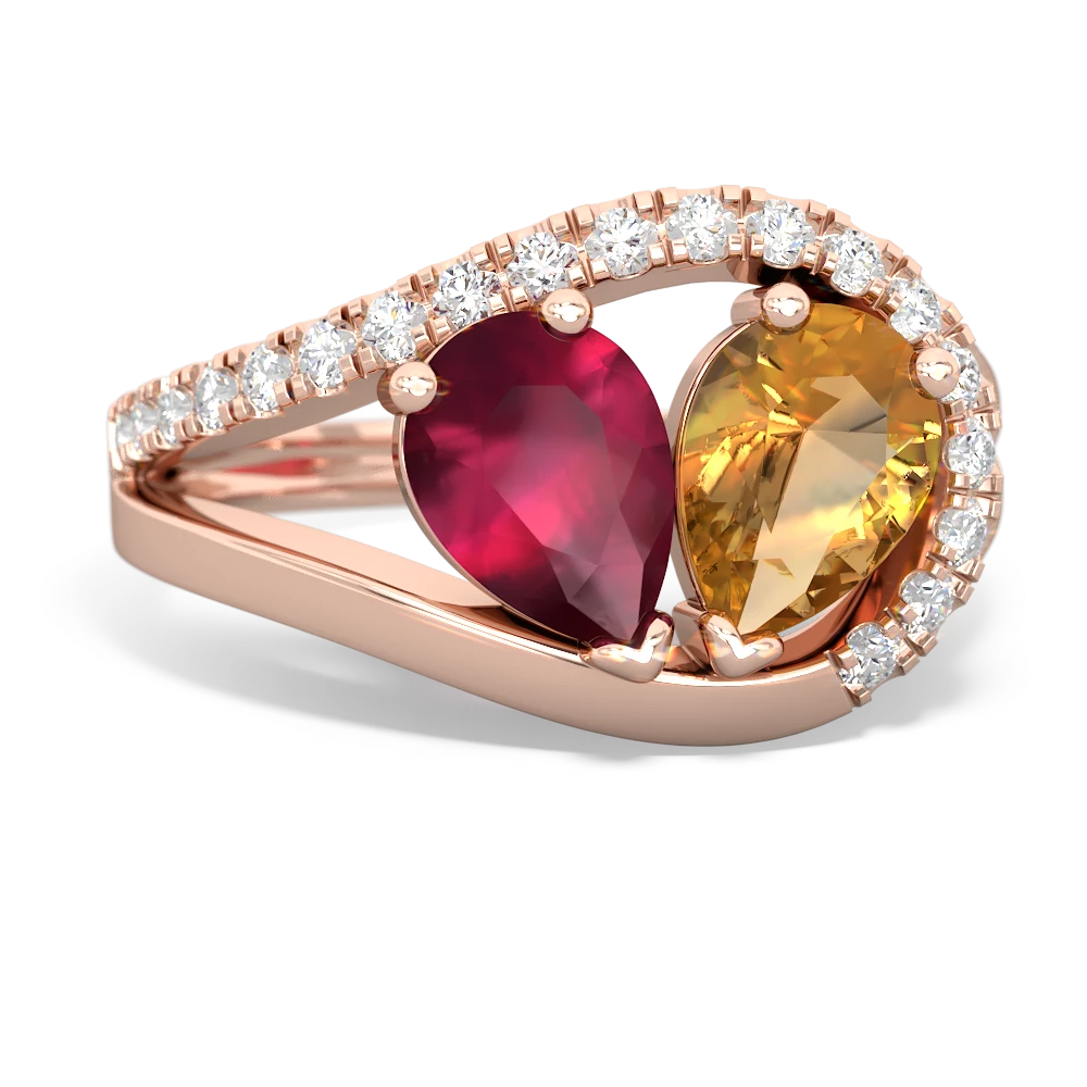 Ruby Nestled Heart Keepsake 14K Rose Gold ring R5650