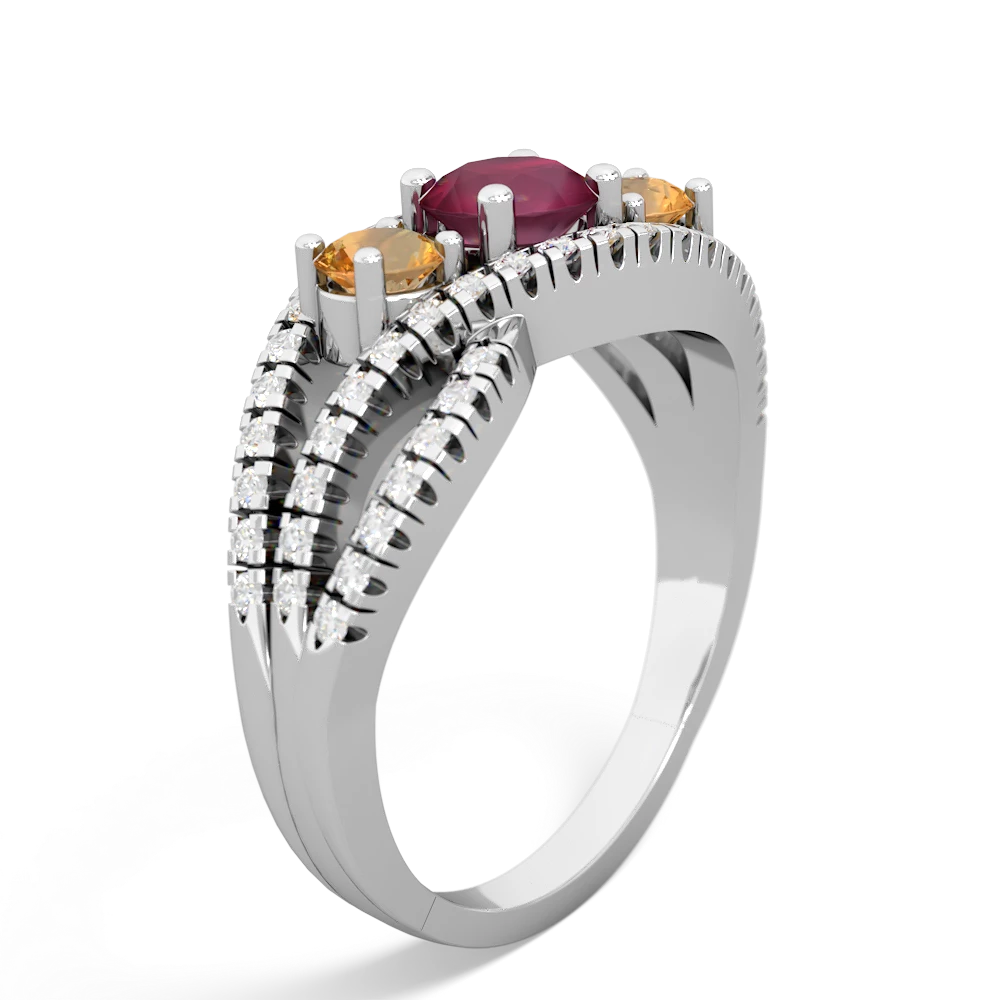 Ruby Three Stone Aurora 14K White Gold ring R3080