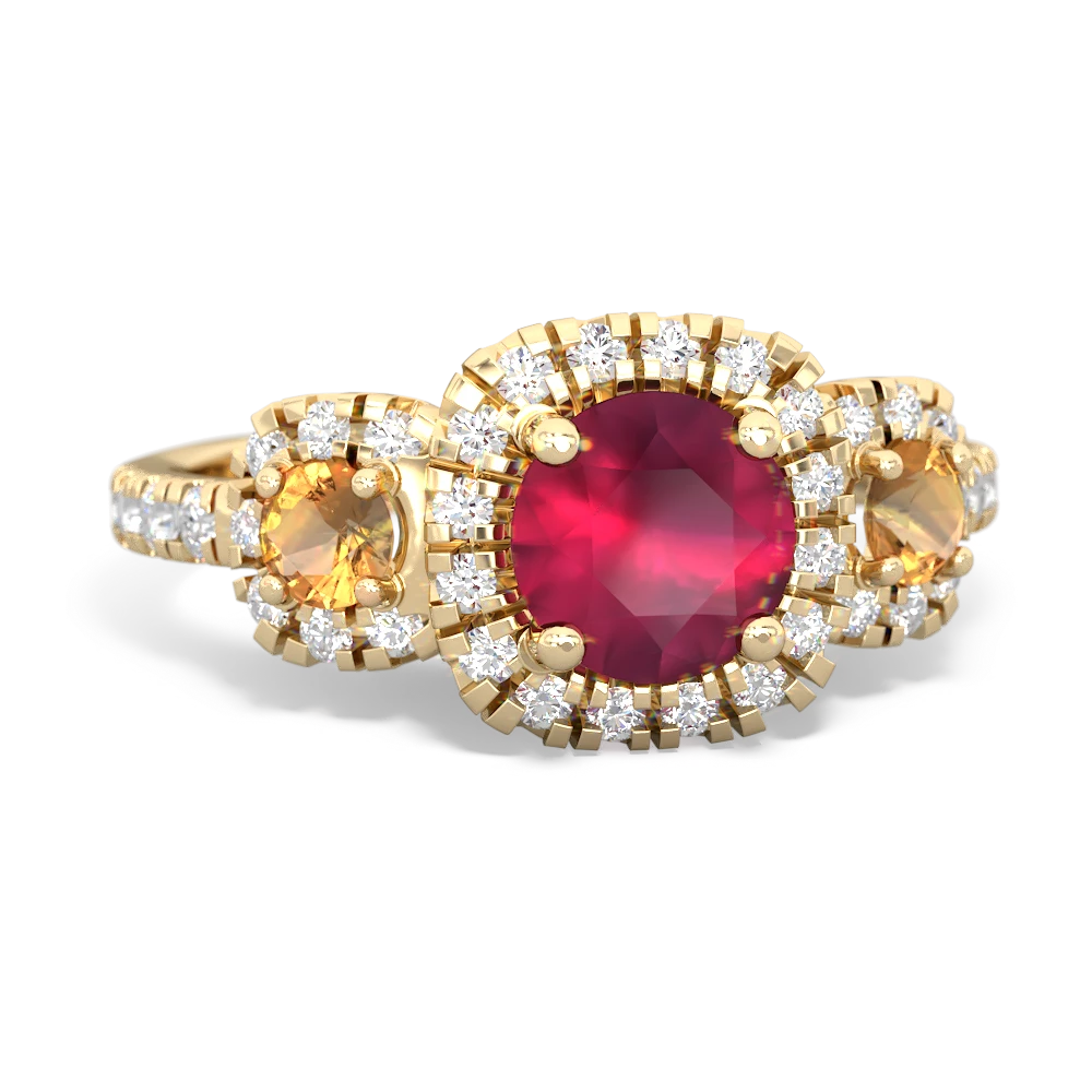 Ruby Regal Halo 14K Yellow Gold ring R5350