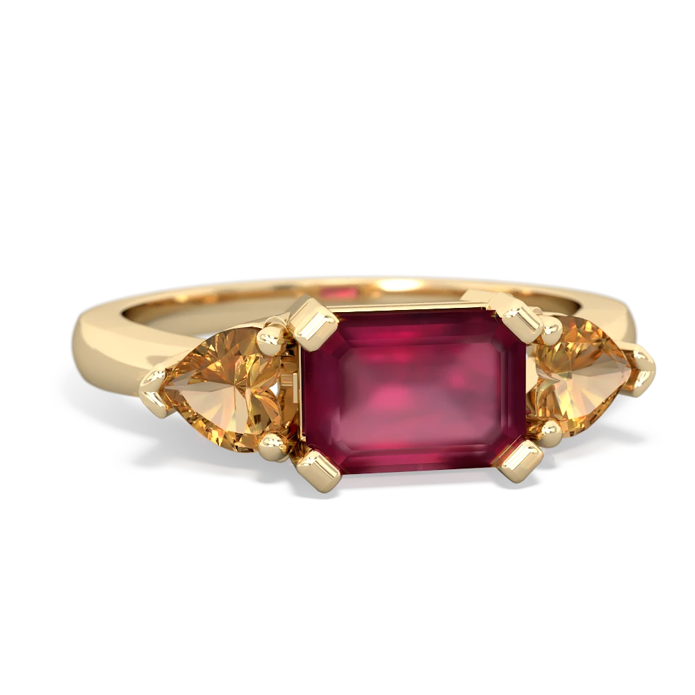 Ruby Three Stone 14K Yellow Gold ring R5235