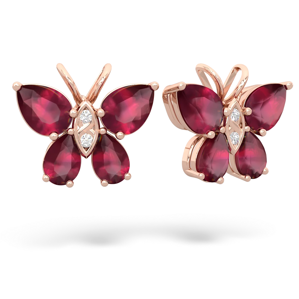 Ruby Butterfly 14K Rose Gold earrings E2215