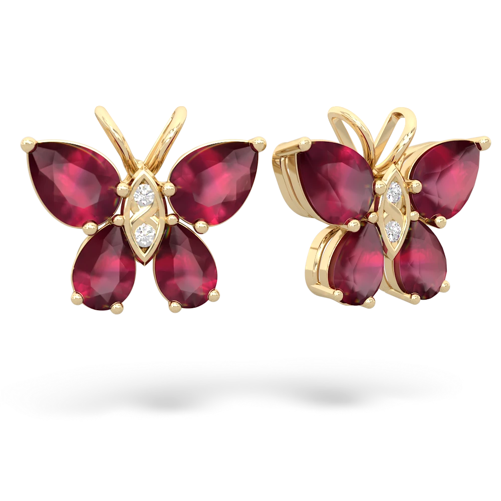 Ruby Butterfly 14K Yellow Gold earrings E2215