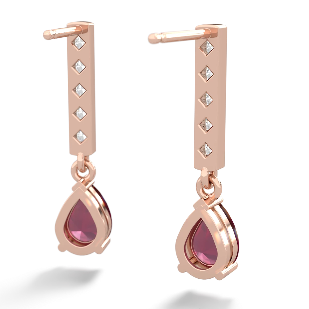 Ruby Art Deco Diamond Drop 14K Rose Gold earrings E5324