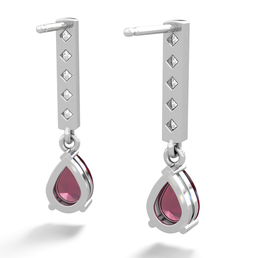 Ruby Art Deco Diamond Drop 14K White Gold earrings E5324