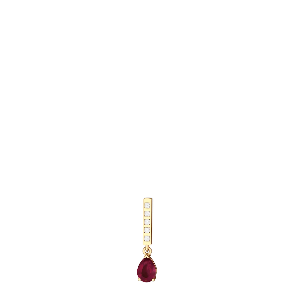 Ruby Art Deco Diamond Drop 14K Yellow Gold earrings E5324