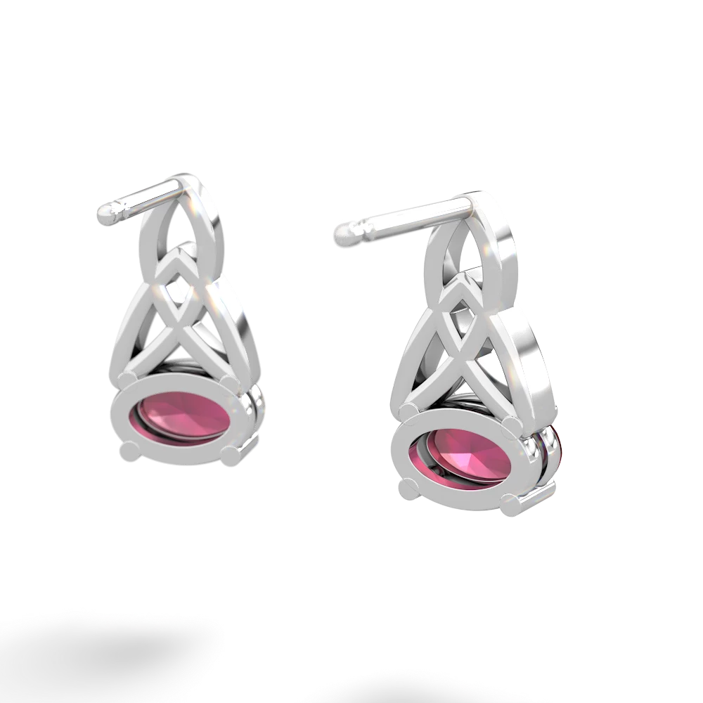 Ruby Celtic Trinity Knot 14K White Gold earrings E2389