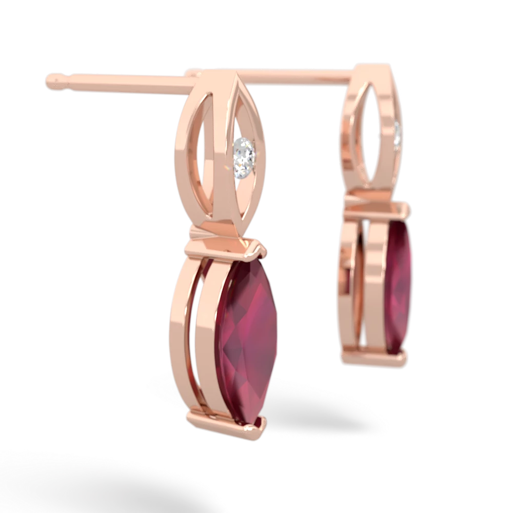 Ruby Marquise Drop 14K Rose Gold earrings E5333