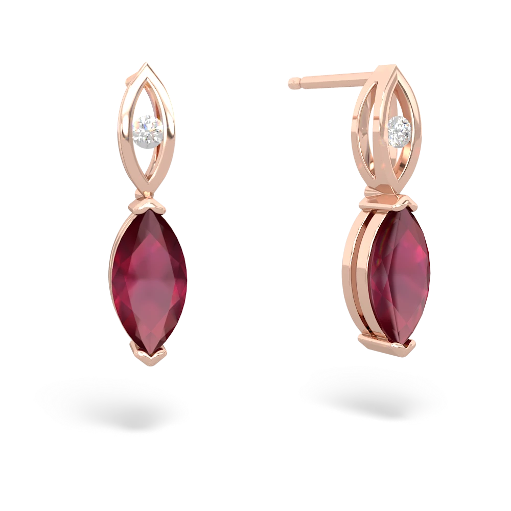 Ruby Marquise Drop 14K Rose Gold earrings E5333