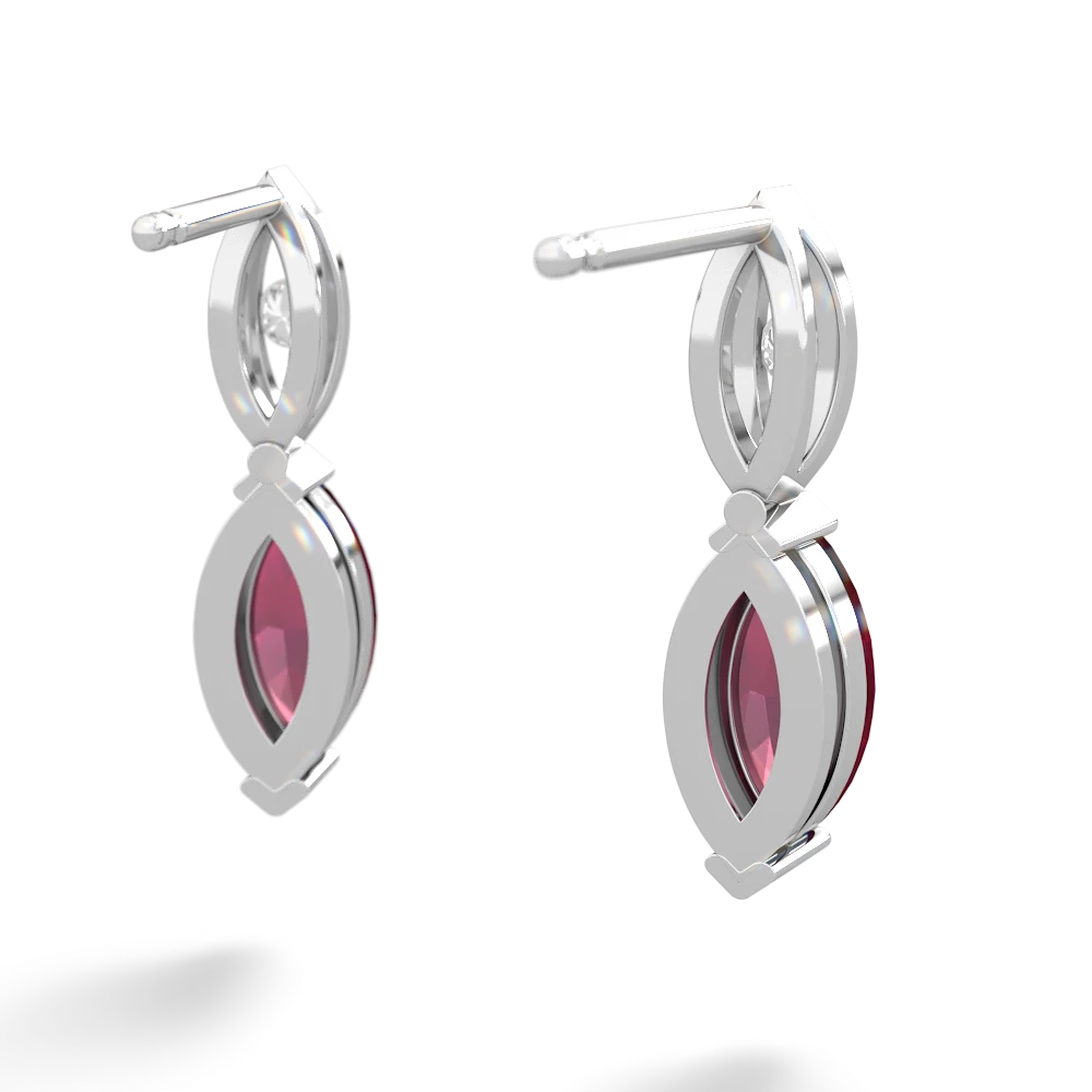 Ruby Marquise Drop 14K White Gold earrings E5333