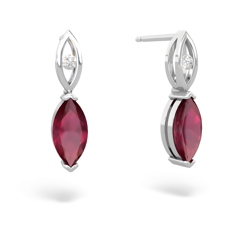 Ruby Marquise Drop 14K White Gold earrings E5333