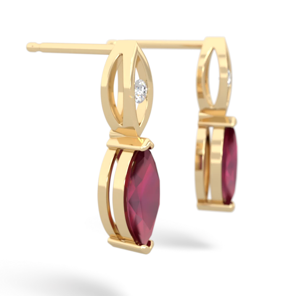 Ruby Marquise Drop 14K Yellow Gold earrings E5333