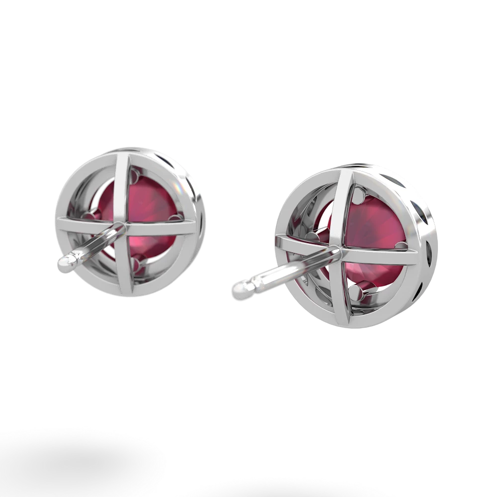 Ruby Halo 14K White Gold earrings E5320