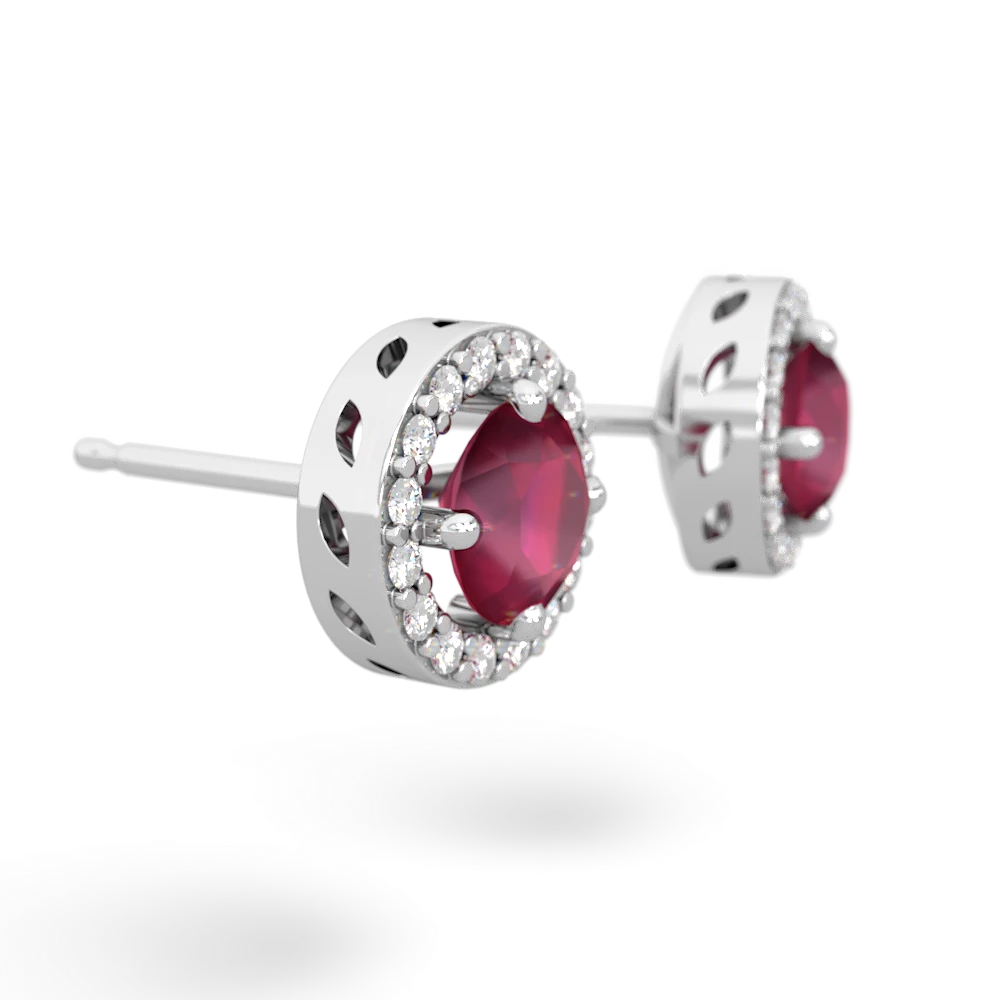 Ruby Halo 14K White Gold earrings E5320