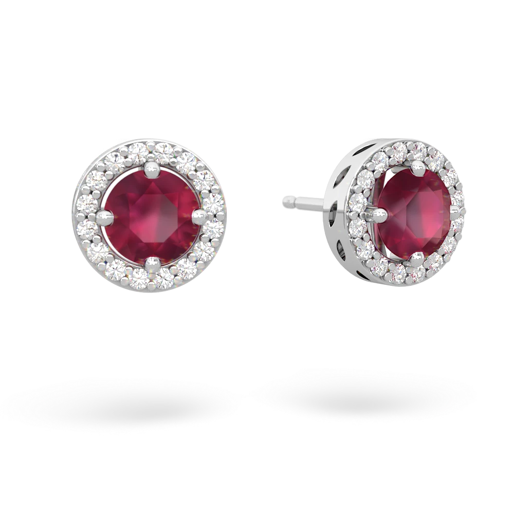 Ruby Halo 14K White Gold earrings E5320