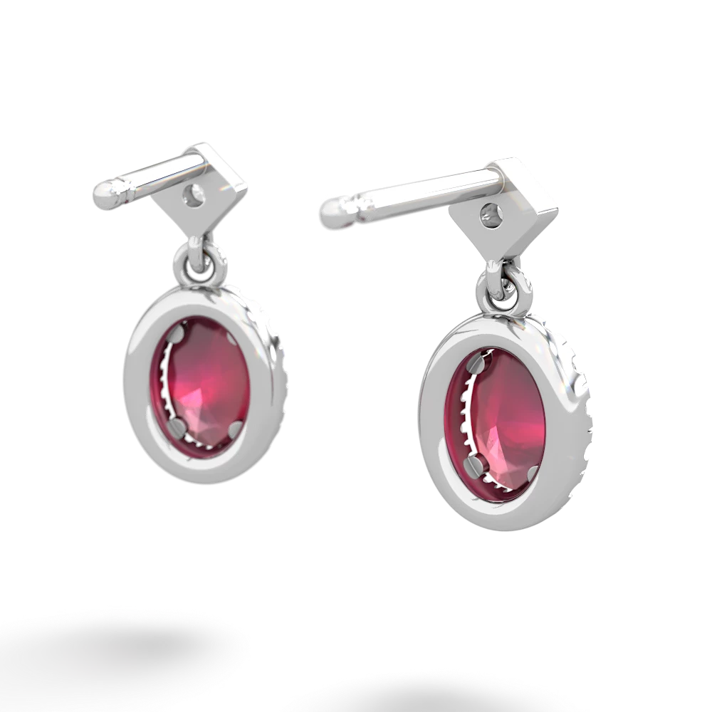 Ruby Antique-Style Halo 14K White Gold earrings E5720
