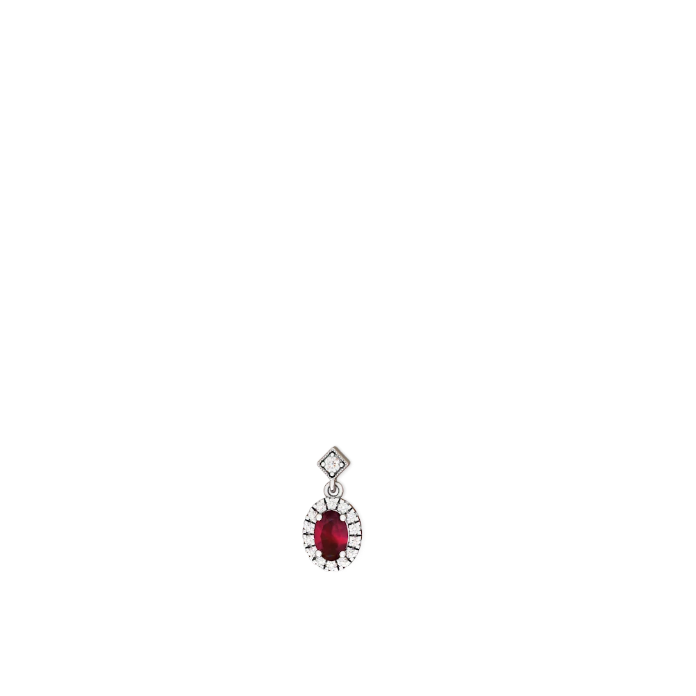 Ruby Antique-Style Halo 14K White Gold earrings E5720