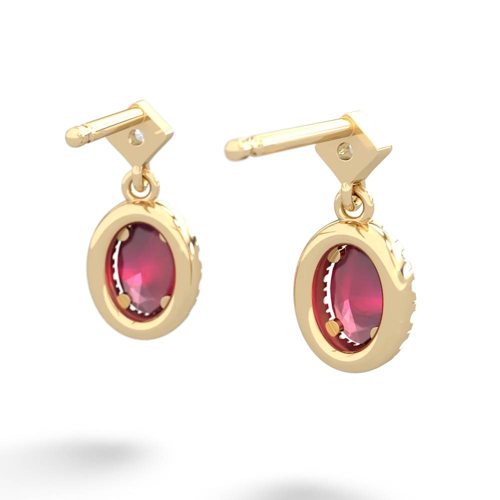 Ruby Antique-Style Halo 14K Yellow Gold earrings E5720
