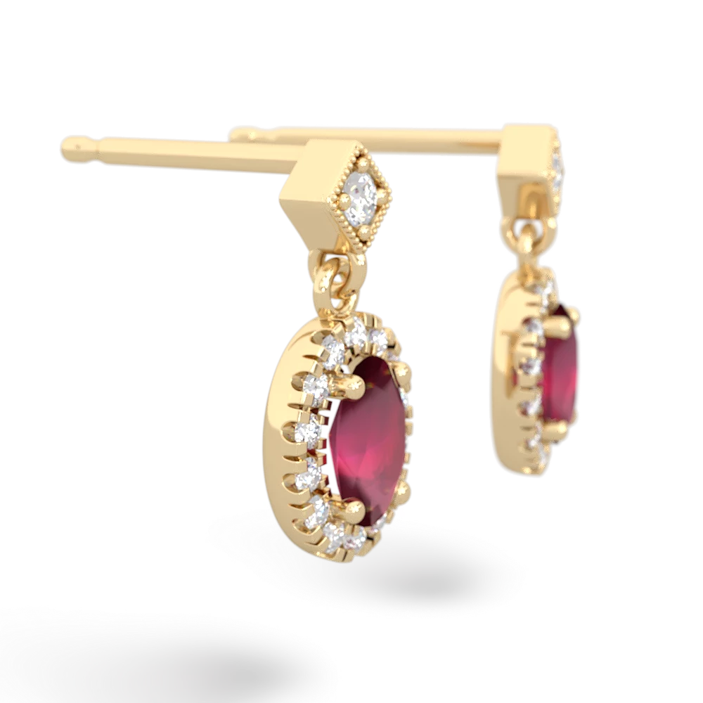Ruby Antique-Style Halo 14K Yellow Gold earrings E5720