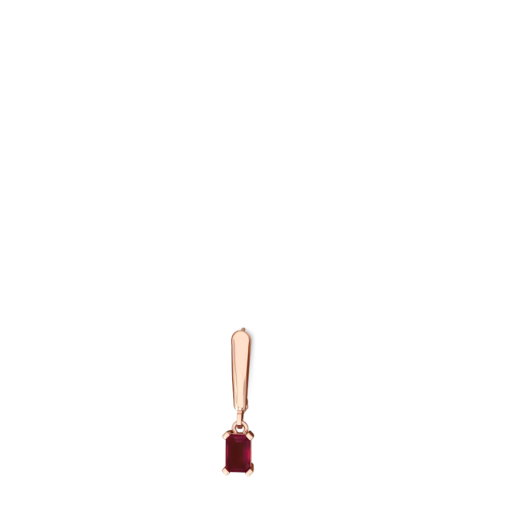Ruby 6X4mm Emerald-Cut Lever Back 14K Rose Gold earrings E2855