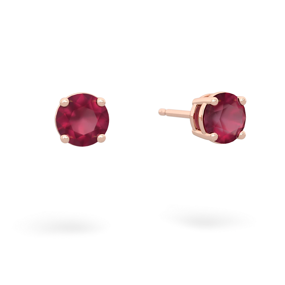 Ruby 5Mm Round Stud 14K Rose Gold earrings E1785