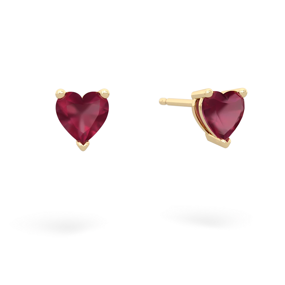 Ruby 5Mm Heart Stud 14K Yellow Gold earrings E1861