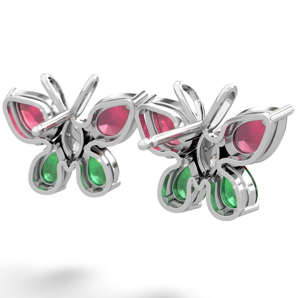 Ruby Butterfly 14K White Gold earrings E2215