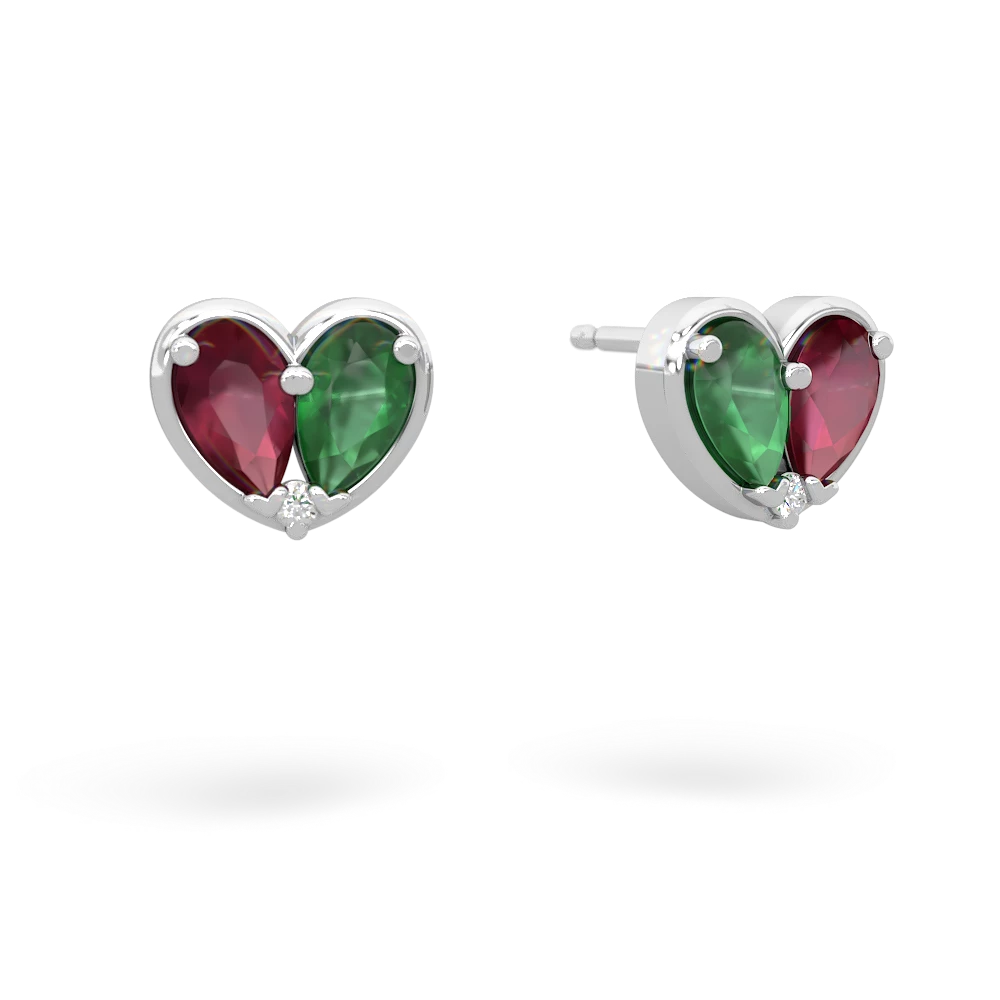 Ruby 'Our Heart' 14K White Gold earrings E5072