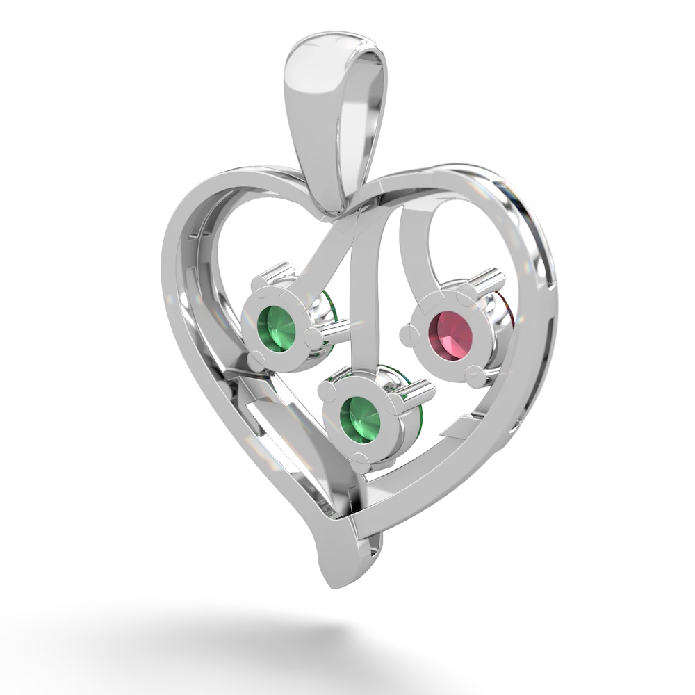 Ruby Glowing Heart 14K White Gold pendant P2233