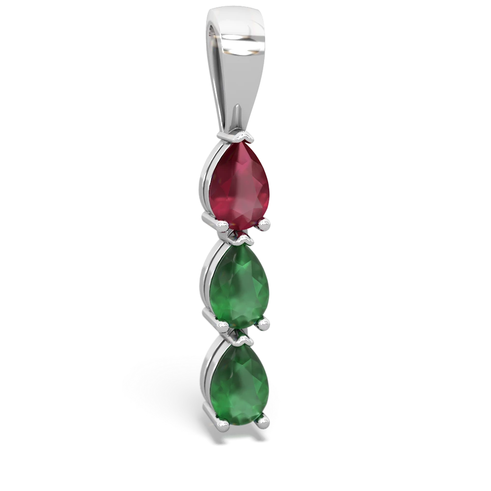 Ruby Dew Drops 14K White Gold pendant P2251