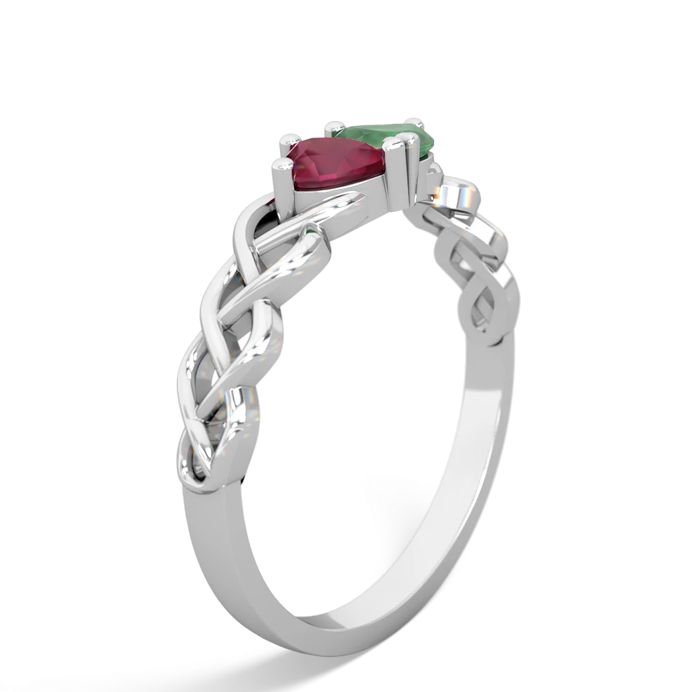 Ruby Heart To Heart Braid 14K White Gold ring R5870