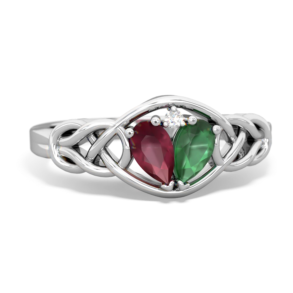 Ruby Celtic Love Knot 14K White Gold ring R5420