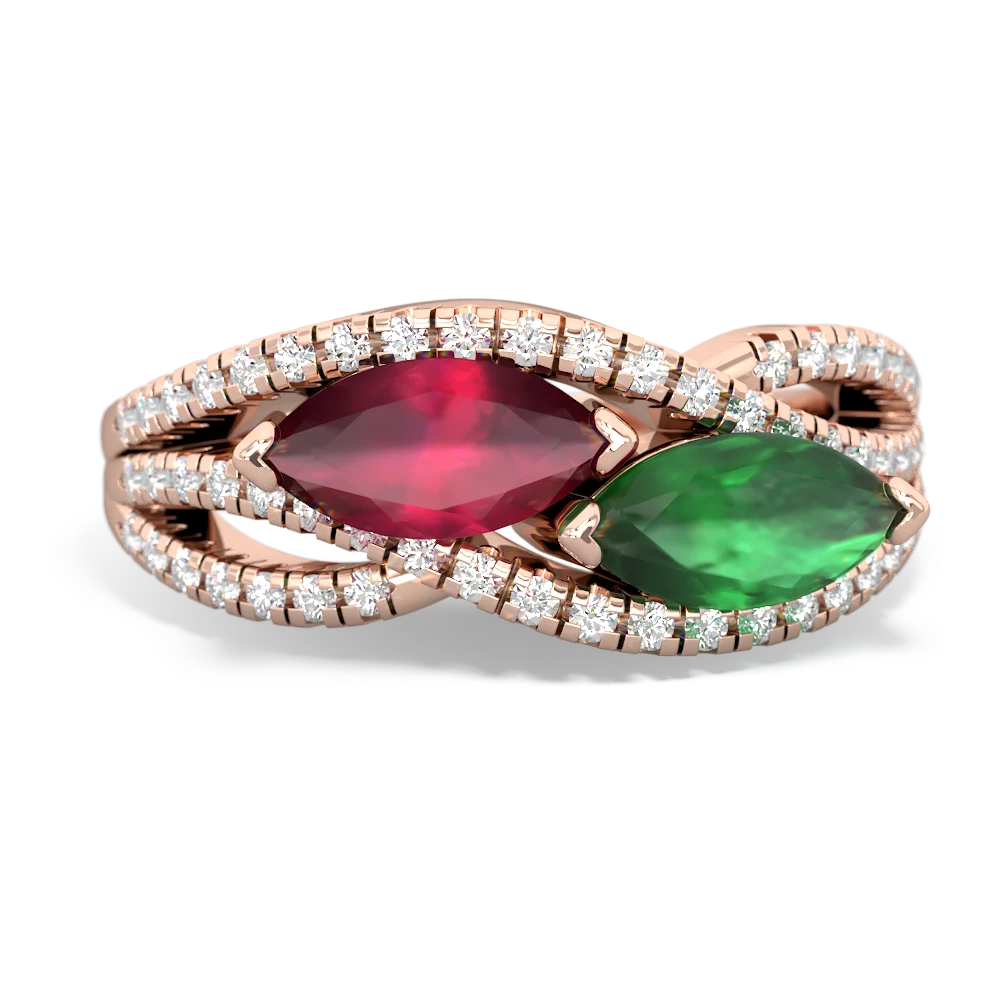 Ruby Diamond Rivers 14K Rose Gold ring R3070