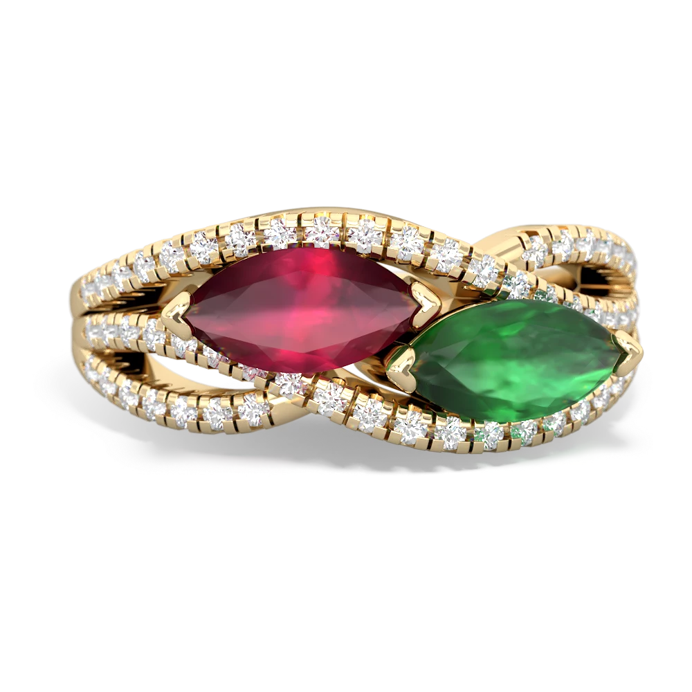 Ruby Diamond Rivers 14K Yellow Gold ring R3070