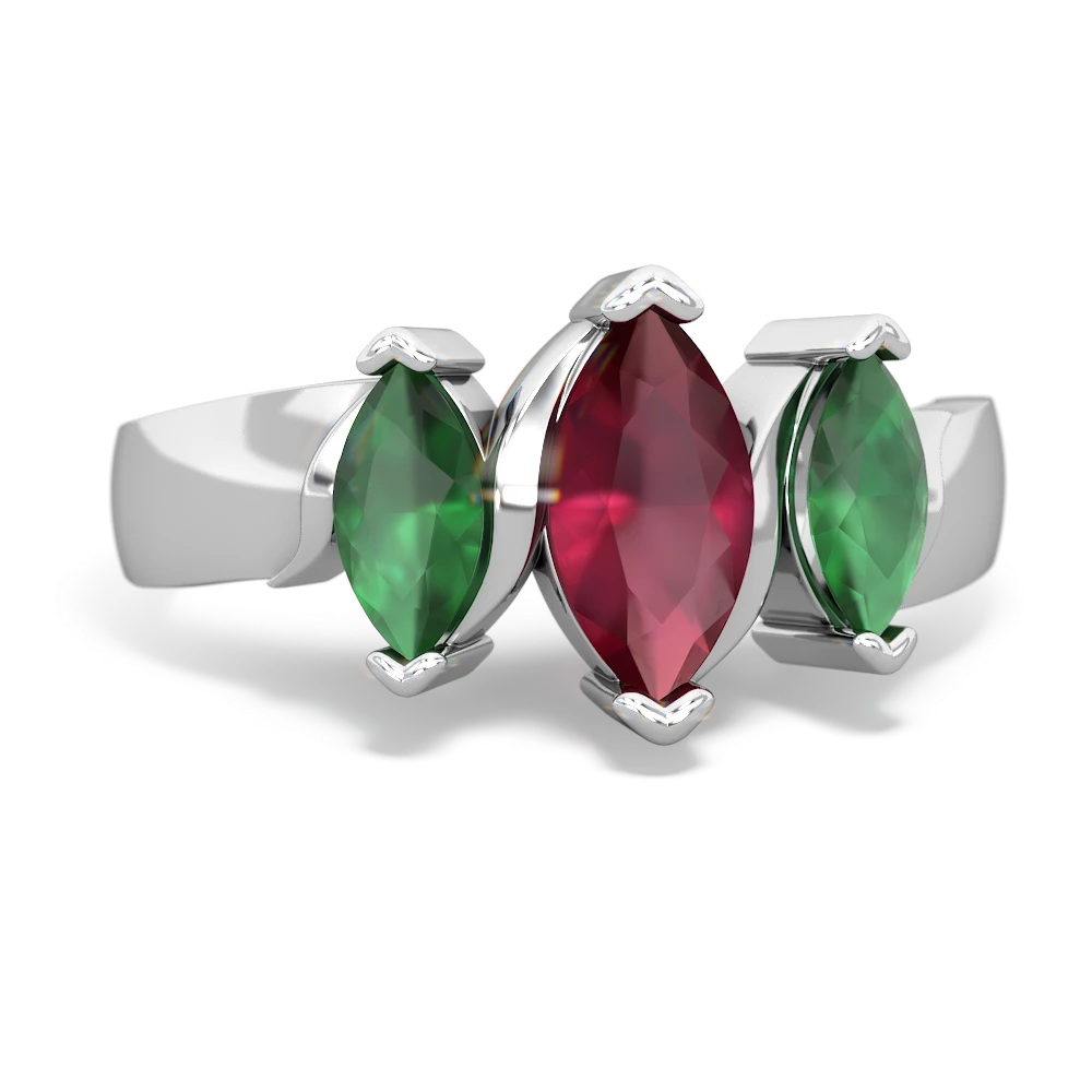 Ruby Three Peeks 14K White Gold ring R2433