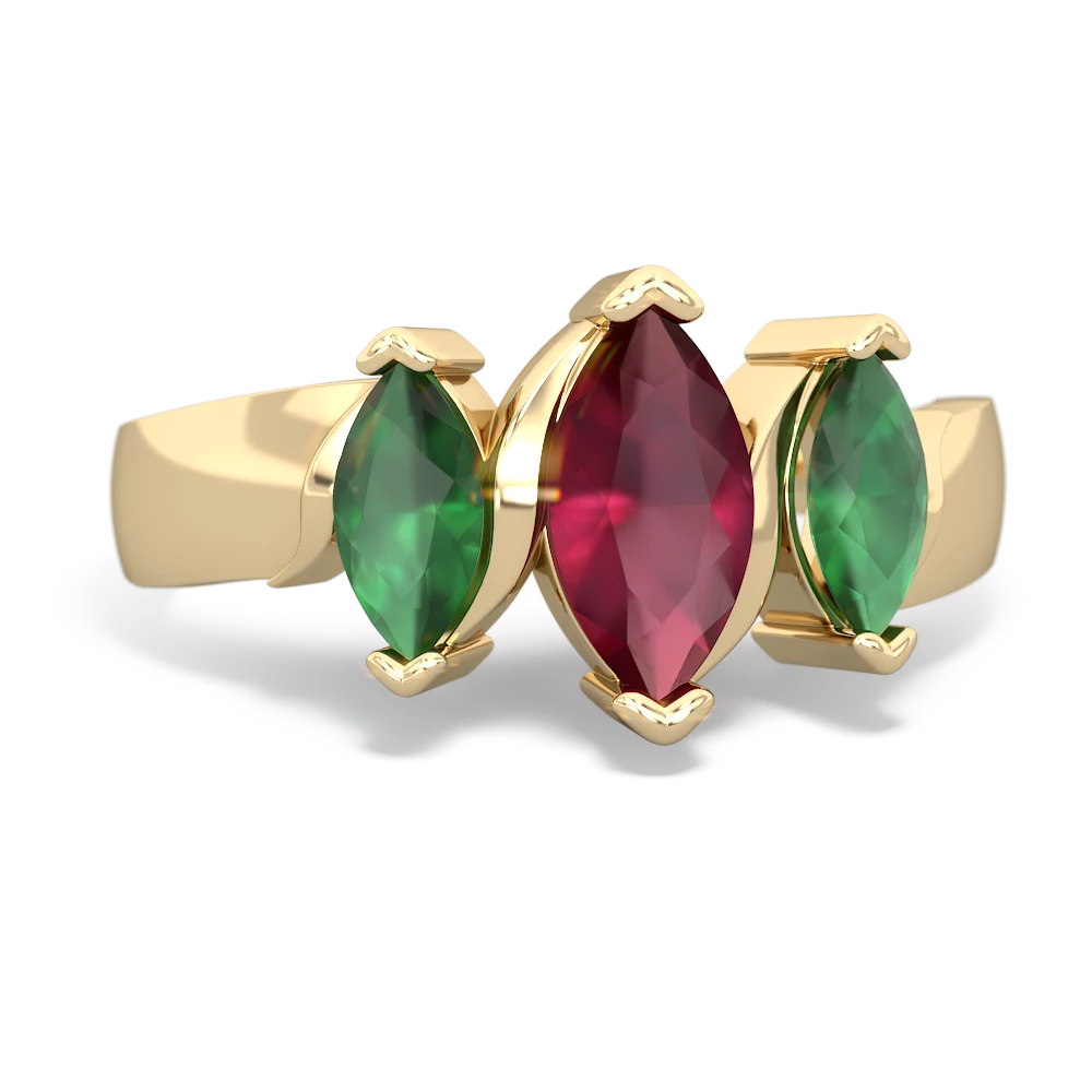 Ruby Three Peeks 14K Yellow Gold ring R2433