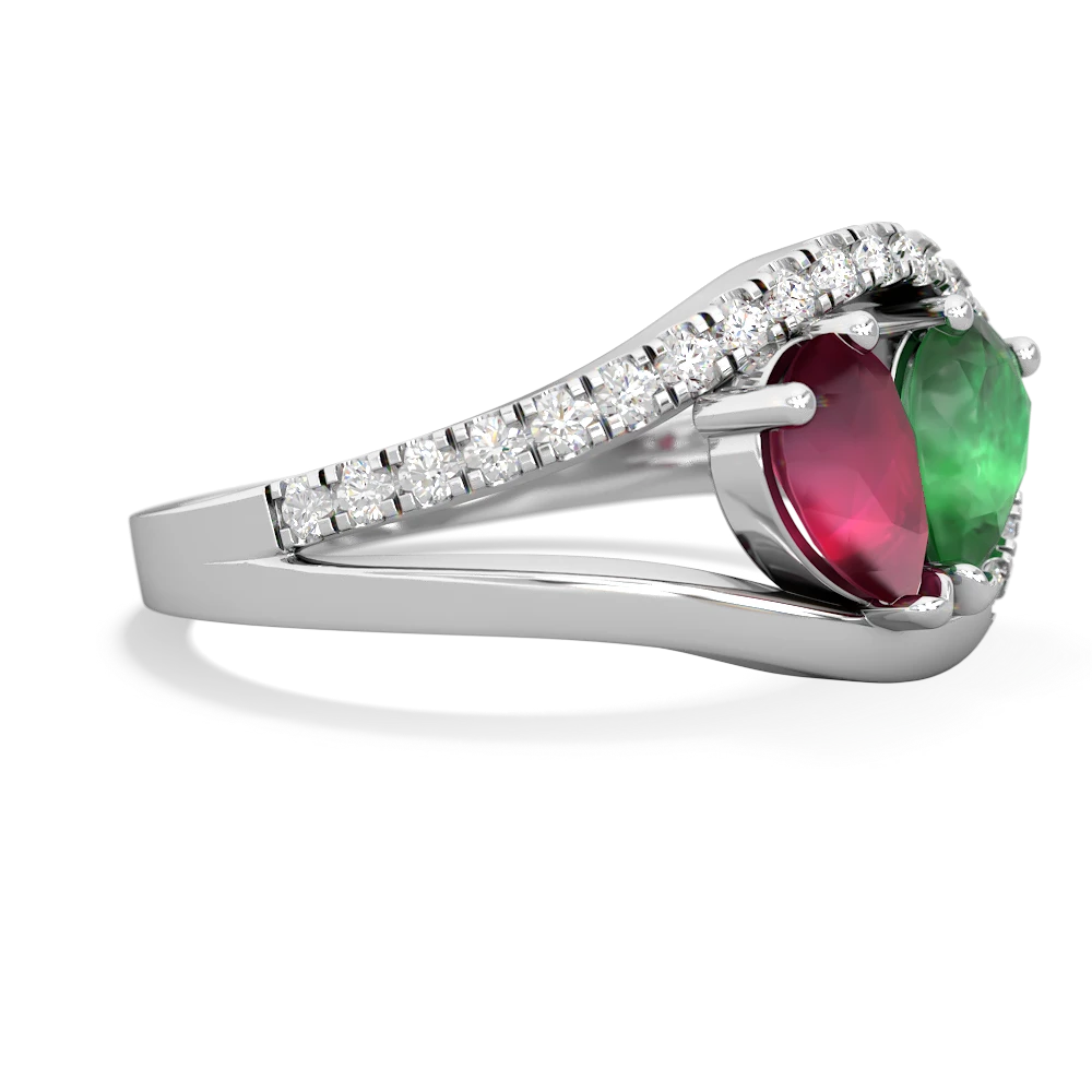 Ruby Nestled Heart Keepsake 14K White Gold ring R5650