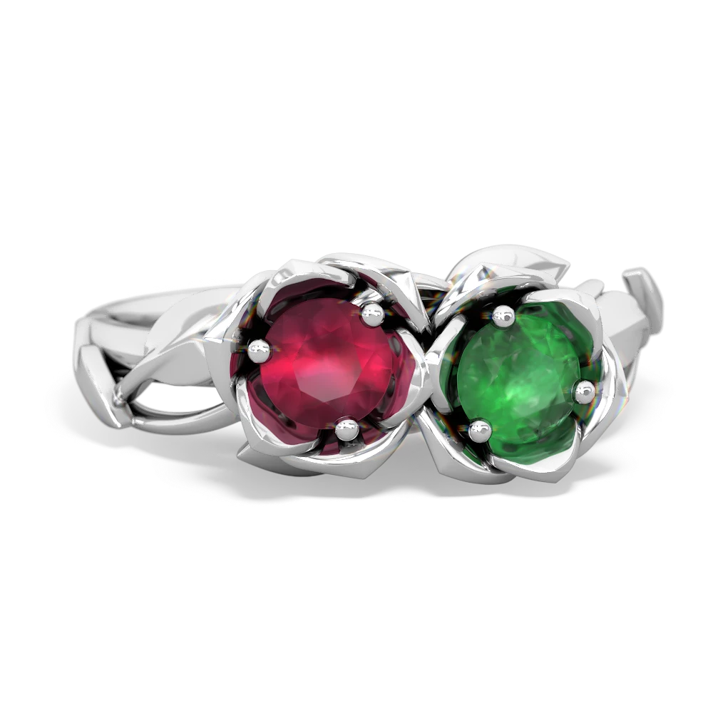 Ruby Rose Garden 14K White Gold ring R5510