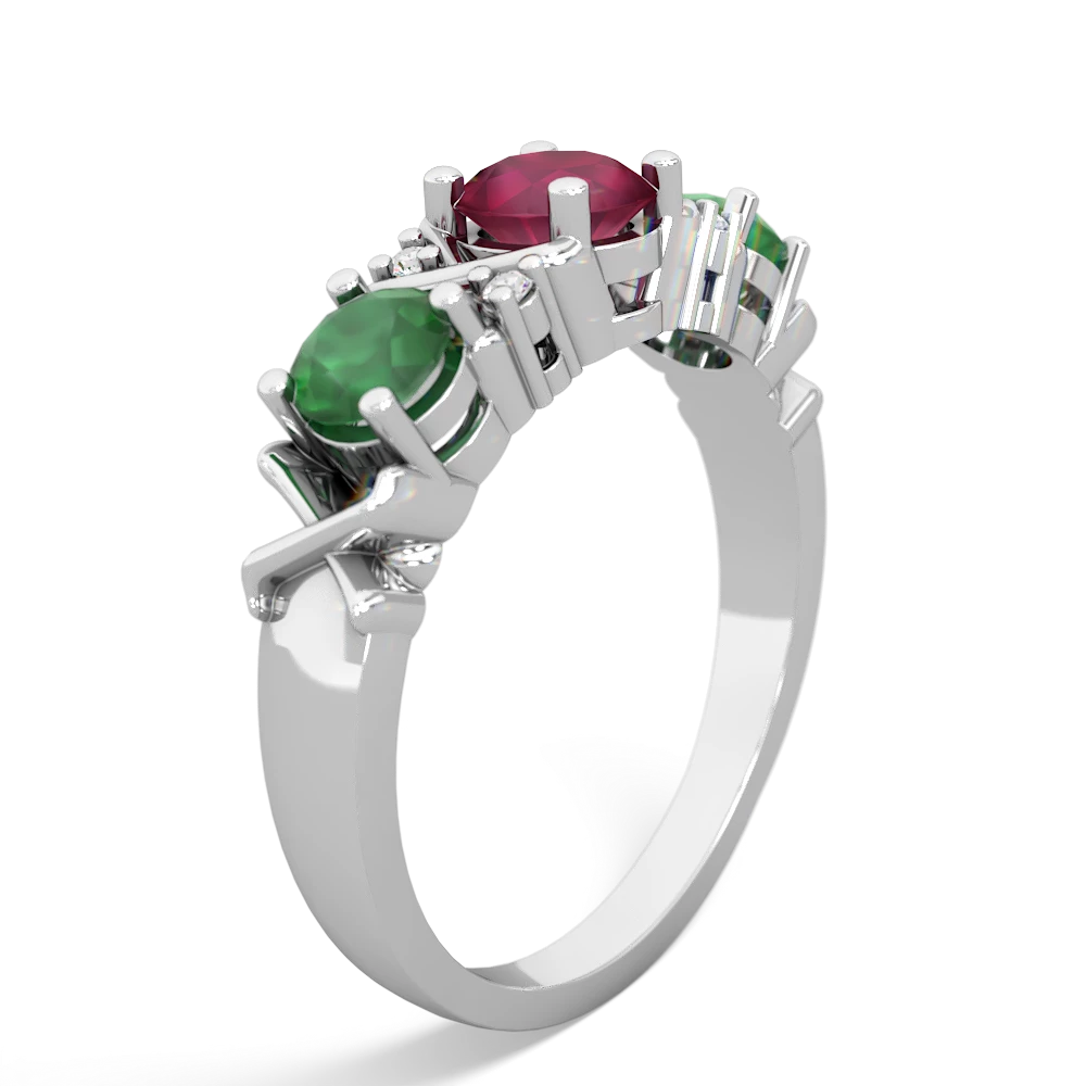 Ruby Hugs And Kisses 14K White Gold ring R5016