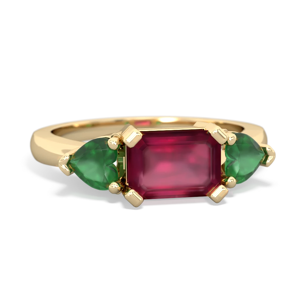 Ruby Three Stone 14K Yellow Gold ring R5235