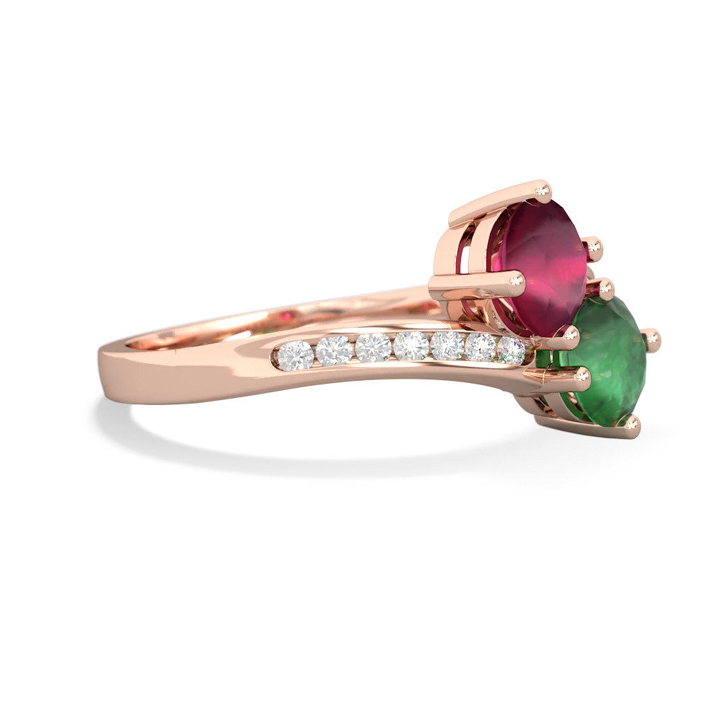 Ruby Channel Set Two Stone 14K Rose Gold ring R5303