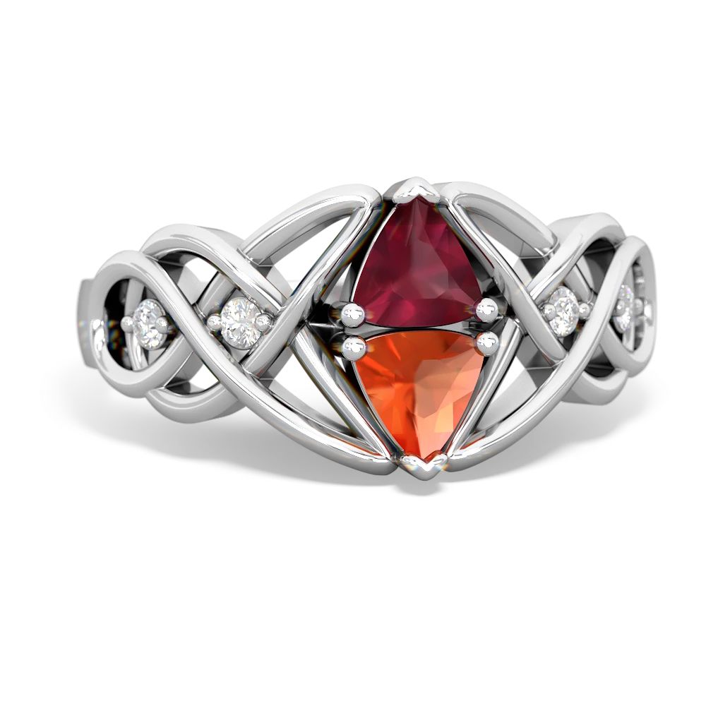 Ruby Keepsake Celtic Knot 14K White Gold ring R5300