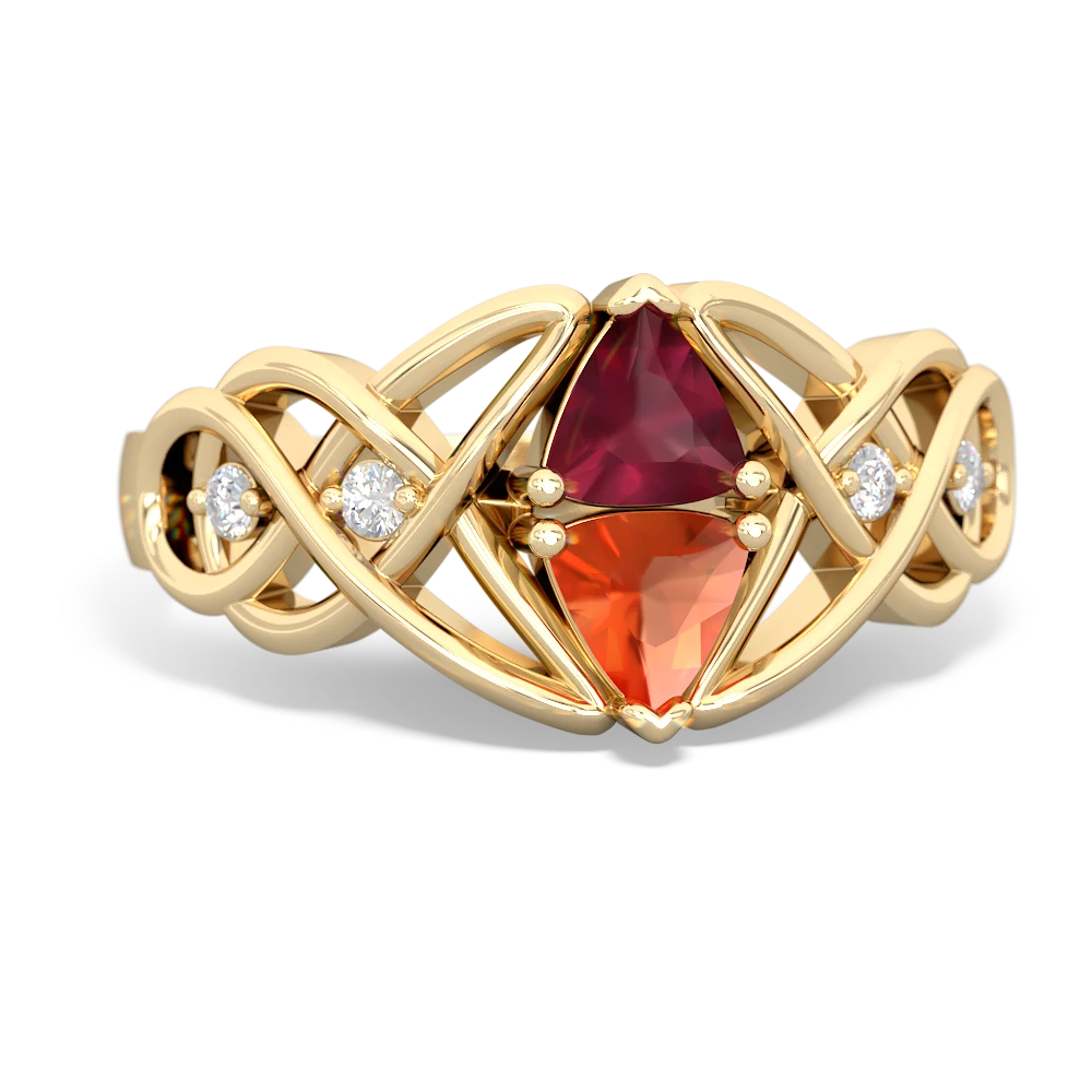 Ruby Keepsake Celtic Knot 14K Yellow Gold ring R5300