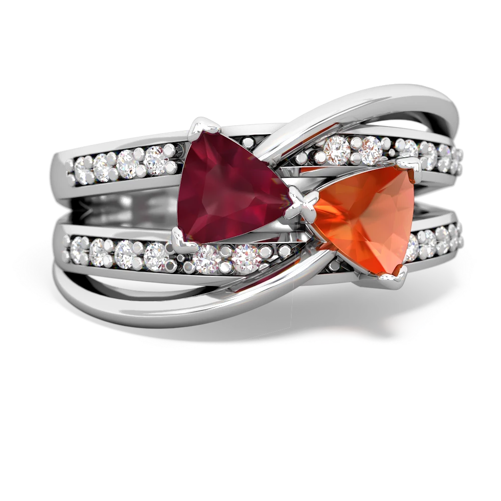 Ruby Bowtie 14K White Gold ring R2360