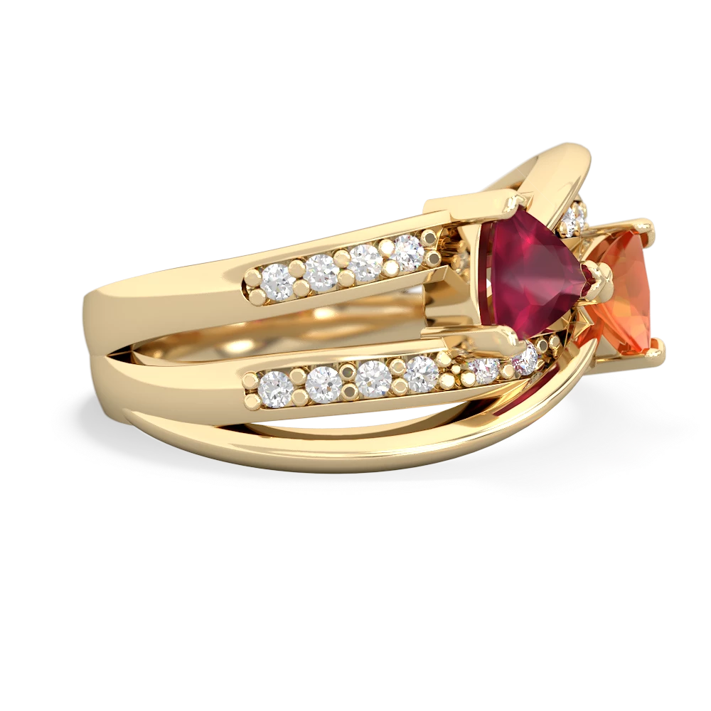 Ruby Bowtie 14K Yellow Gold ring R2360