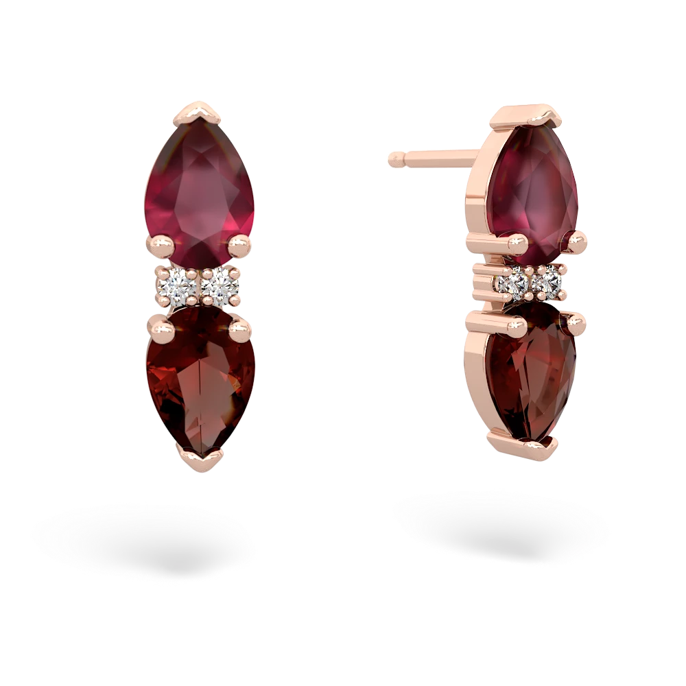Ruby Bowtie Drop 14K Rose Gold earrings E0865