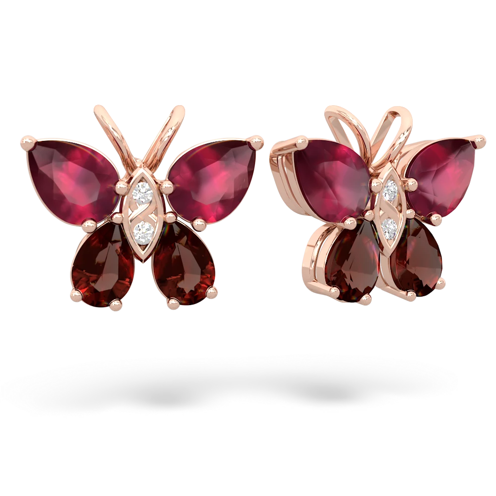 Ruby Butterfly 14K Rose Gold earrings E2215