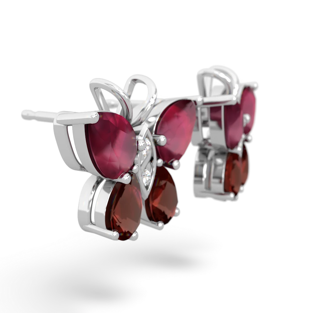 Ruby Butterfly 14K White Gold earrings E2215