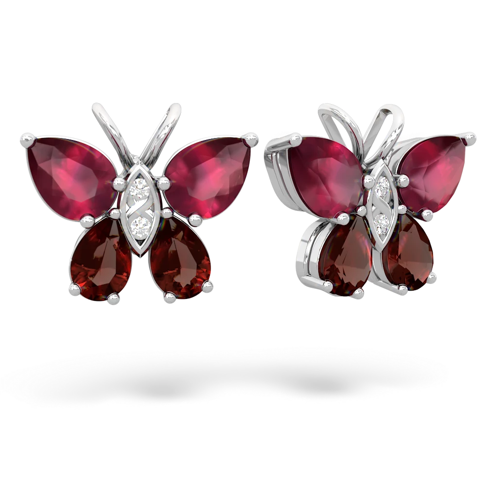 Ruby Butterfly 14K White Gold earrings E2215