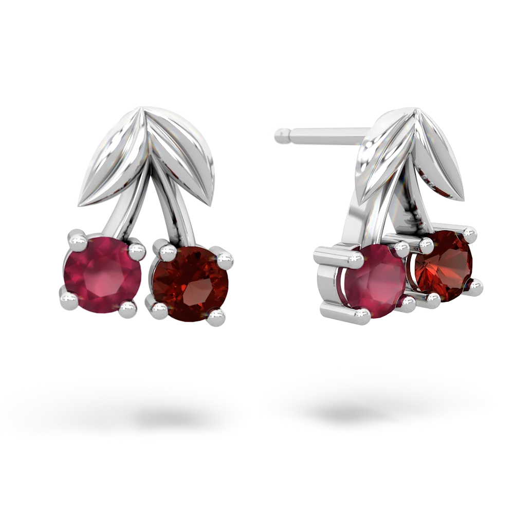 Ruby Sweet Cherries 14K White Gold earrings E7001