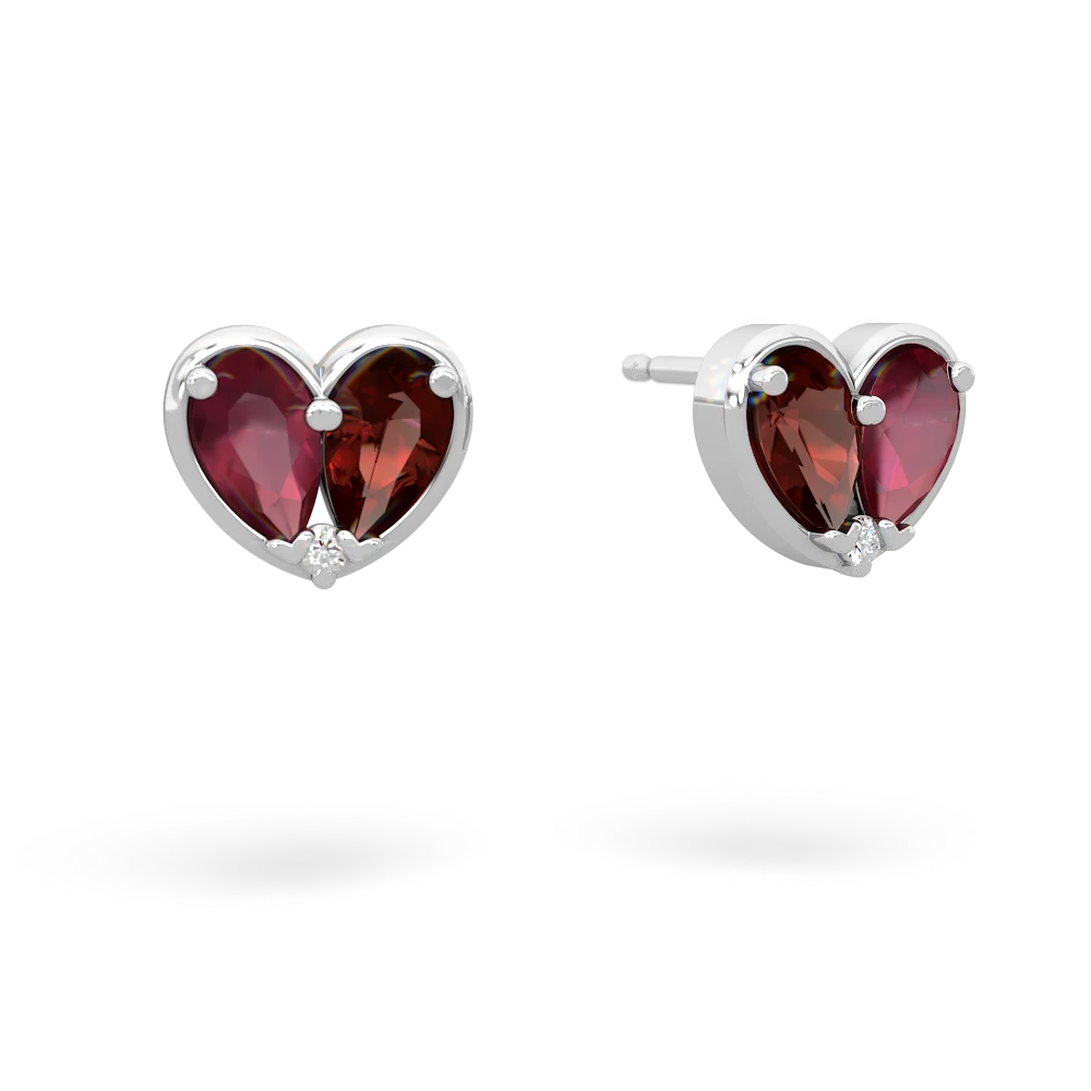 Ruby 'Our Heart' 14K White Gold earrings E5072